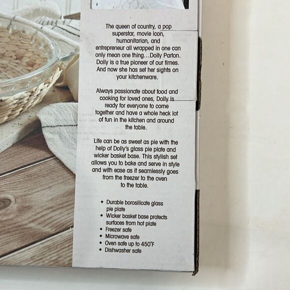 Dolly Glass Pie Plate & Wicker Basket 9.25 Inches From My Heart To Your Home New - Picture 5 of 5